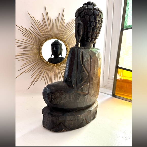 Vintage Wood Carved Buddha - Picture 6 of 8